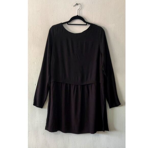 J. Jill  Black Tunic Mini Dress Size Large Tall Long Sleeve 100% Rayon - Picture 1 of 6